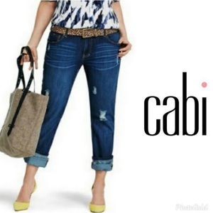 CABI Jeans Size 2 Slim Boyfriend Distressed Travel Comfort